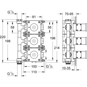 Механизм Grohe Grohtherm F на 3 выхода для 27625000 (35031000)