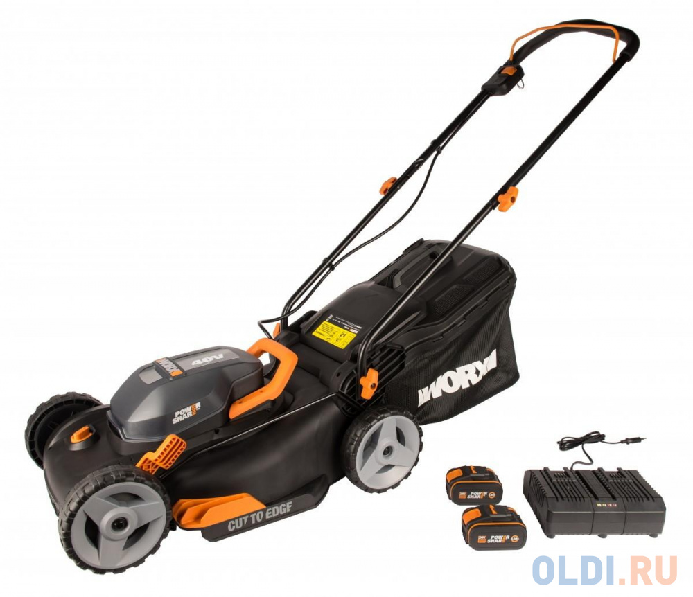 Газонокосилка WORX WG743E  2X20В 40см c акб и ЗУ