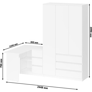 Комплект СВК Мори Стол компьютерный МС-16 правый + Шкаф МШ1200.1, цвет белый в Москвe