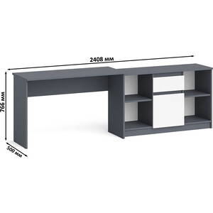 Комплект СВК Мори Стол письменный МСП1200.1 + Тумба МТВ1204.1, цвет графит/белый в Москвe