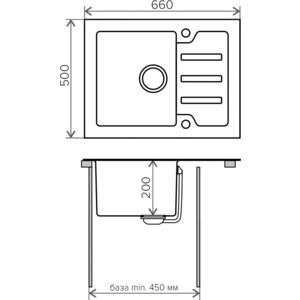 Кухонная мойка Tolero Ceramic Glass TG-660 черный (765055)