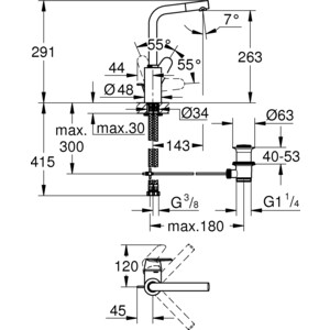 Смеситель для раковины Grohe Eurodisc Cosmopolitan (23054003)