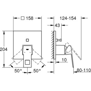 Смеситель для ванны Grohe Eurocube для механизма 35600 (24062000)