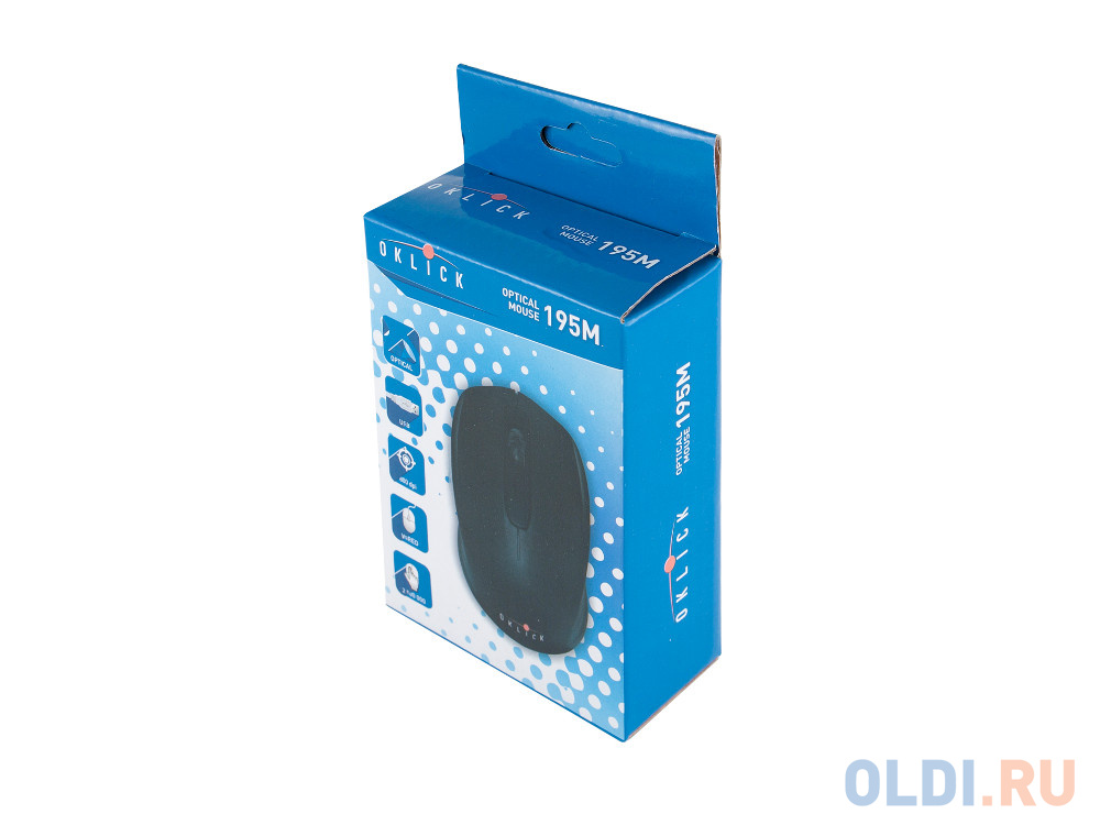 Мышь Oklick 195M black optical (800dpi) USB (2but)