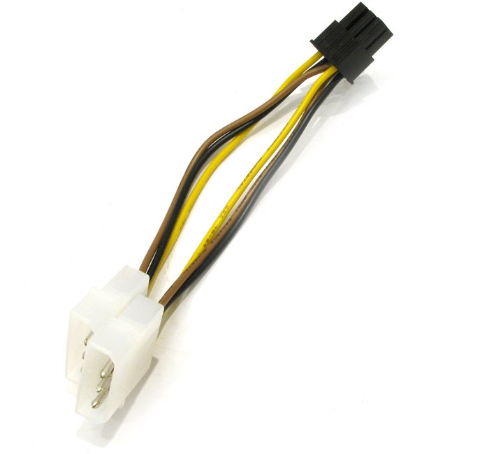 Переходник питания (адаптер) 2xMolex(M)-PCI-E 6-pin(M) Noname, 15 см, прямой