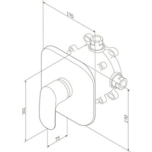 Смеситель для душа Am.Pm Sensation с верхним душем, хром (F3075000, F100100, F0500701, F0590000)