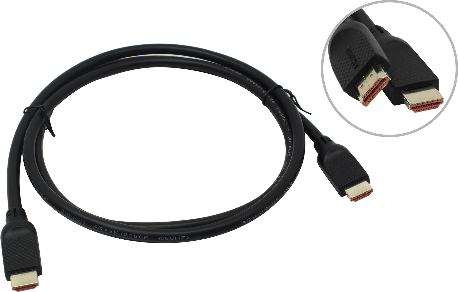 Кабель HDMI(19M)-HDMI(19M) v2.0 4K, 1.5 м, черный Aopen/Qust (ACG517-1.5M)