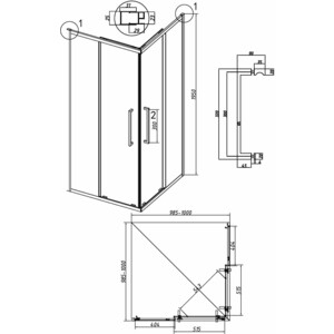 Душевой уголок Grossman Cosmo 100x100 прозрачный, черный матовый (300.K33.02.1010.21.00)