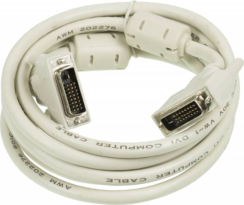 Кабель Ningbo RD-DVI-3-BR DVI-D Dual Link (m) DVI-D Dual Link (m) 3м феррит.кольца серый блистер в Москвe