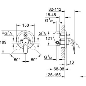 Смеситель для ванны Grohe Euroeco с механизмом (32747000)