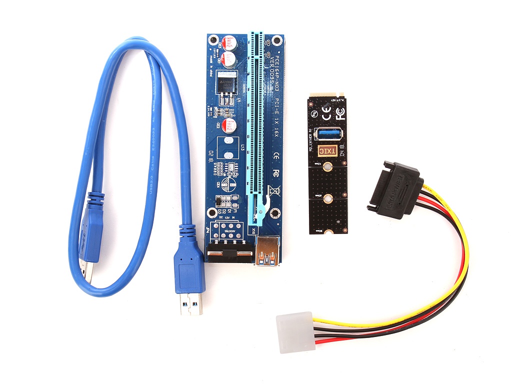 Аксессуар Адаптер Espada M2 to PCI-e x16 4pin USB Riser card M2PCIeKIt01