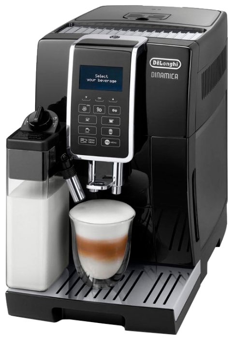 Кофемашина автоматическая De'Longhi Dinamica ECAM 350.55.B, зерновой / молотый, 1.8 л, автоматический капучинатор, дисплей, черный, 1.45 кВт