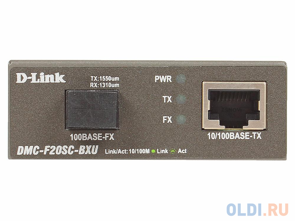 Медиаконвертер D-Link DMC-F20SC-BXU/A1A WDM медиаконвертер с 1 портом 10/100Base-TX и 1 портом 100Base-FX с разъемом SC (ТХ: 1310 нм; RX: 1550 нм) для в Москвe