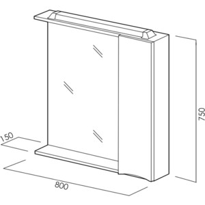 Зеркальный шкаф BelBagno Marino правый, белый (MARINO-SPC-800/750-1A-BL-P-R)