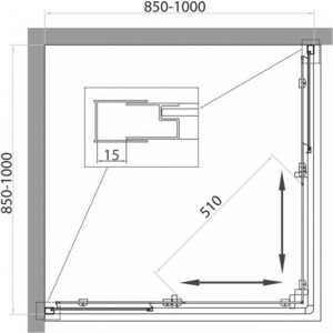 Душевой уголок BelBagno Unique A-2 100-85x100-85 матовый, хром (UNIQUE-A-2-85/100-M-Cr)