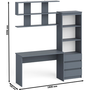 Стол письменный СВК Мори МСП1200.1 + Стеллаж МСТ600.3 + Полка 1200, цвет графит (1027873) в Москвe