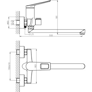 Смеситель для ванны Haiba HB595 универсальный, хром (HB22595)