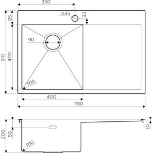 Кухонная мойка Omoikiri Akisame 78 IN-L нержавеющая сталь (4973060)