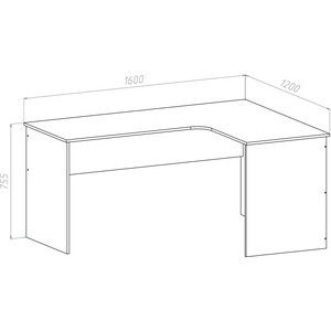 Стол письменный МДК СПУ-Л левый, белый