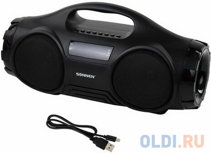 Колонка портативная SONNEN B332, 16 Вт, Bluetooth, FM-тюнер, microSD, MP3-плеер, черная, 513480