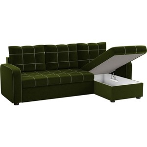 Угловой диван Мебелико Ливерпуль микровельвет зеленый правый угол