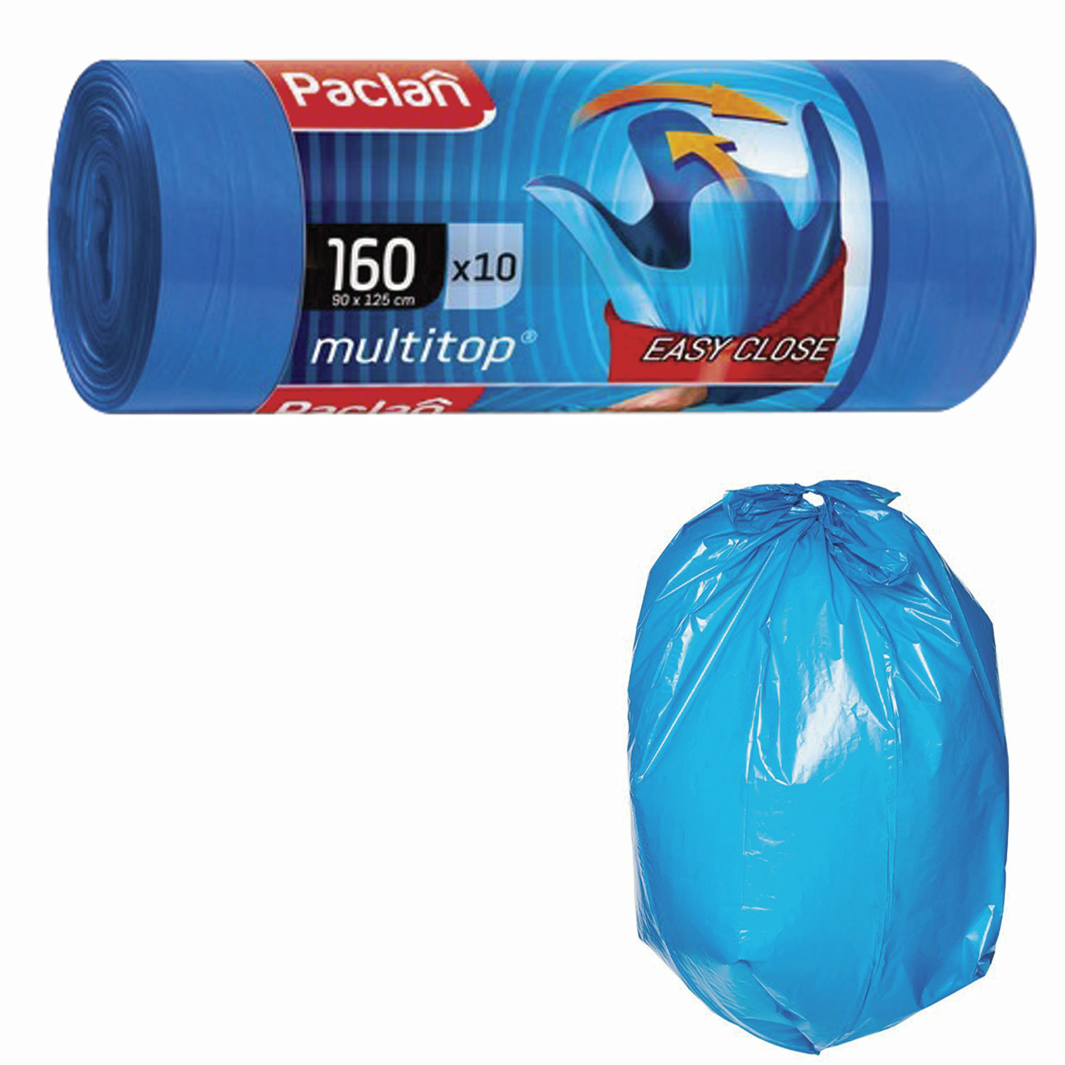 Мешки для мусора PACLAN Multitop 160л, 10шт., синий (134442)
