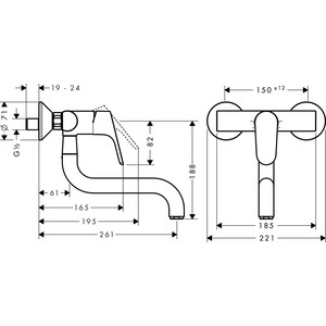 Смеситель для кухни Hansgrohe Focus настенный, хром (31825000)