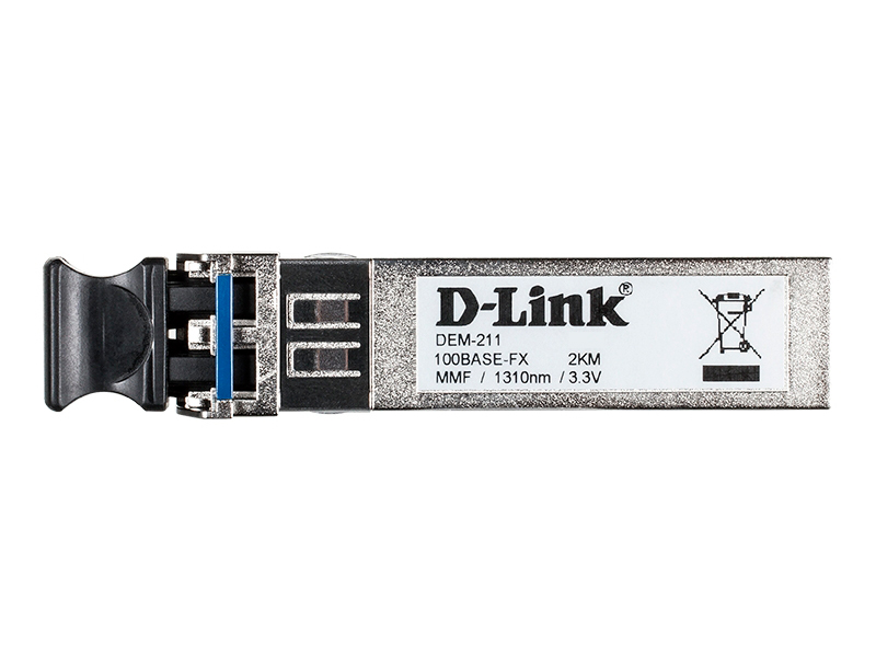 Модуль mini-GBIC D-Link DEM-211, 2км, LC, 13 дБА, Tx:1310 нм, Rx:1310 нм, 100 Мбит/с, MM (DEM-211/A1A)