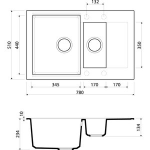 Кухонная мойка Omoikiri Daisen 78-2 BL с клапаном автомат, черная (4993334, 4956506)