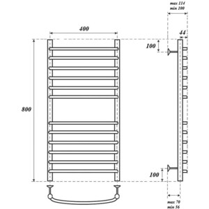 Полотенцесушитель водяной Point П12 400х800 хром (PN05148S)