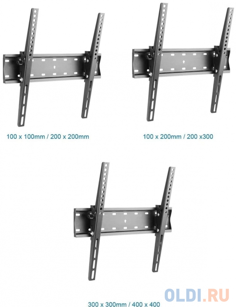 TRESS WM 3044T черный от -12 до +8. Размеры крепления стандарта Vesa от 100х100 мм до 400х400 мм.Особенности:- Крепление стандарта VESA до 400х400 мм;