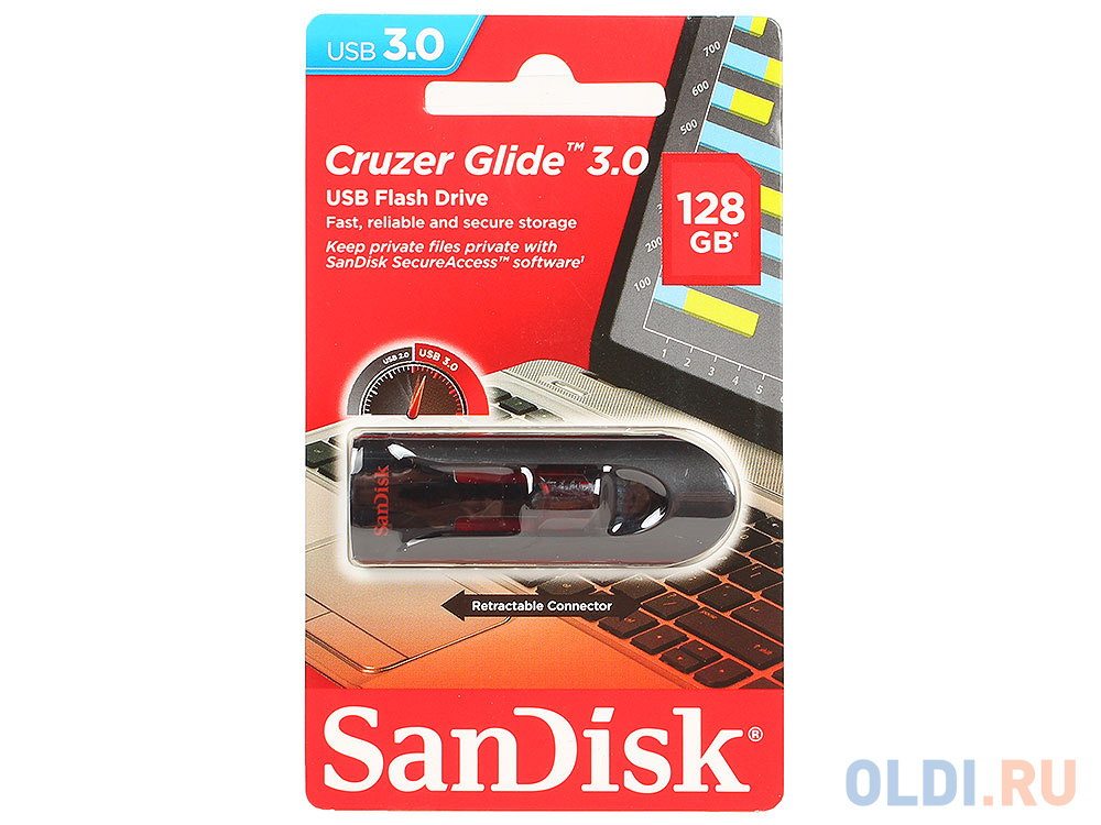 Внешний накопитель 128GB USB Drive <USB 3.0 SanDisk Cruzer Glide 3.0 (SDCZ600-128G-G35)