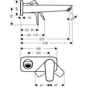 Смеситель для раковины Hansgrohe Talis E для механизма 13622180, черный матовый (71734670)