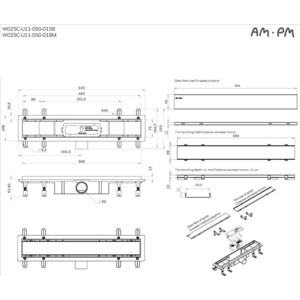 Душевой лоток Am.Pm PrimeFlow затвор Tile 50 см, хром (W02SC-U11-050-04SB) в Москвe