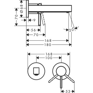 Смеситель для раковины Hansgrohe Finoris для механизма 13622180, с донным клапаном, хром глянцевый (76051000)