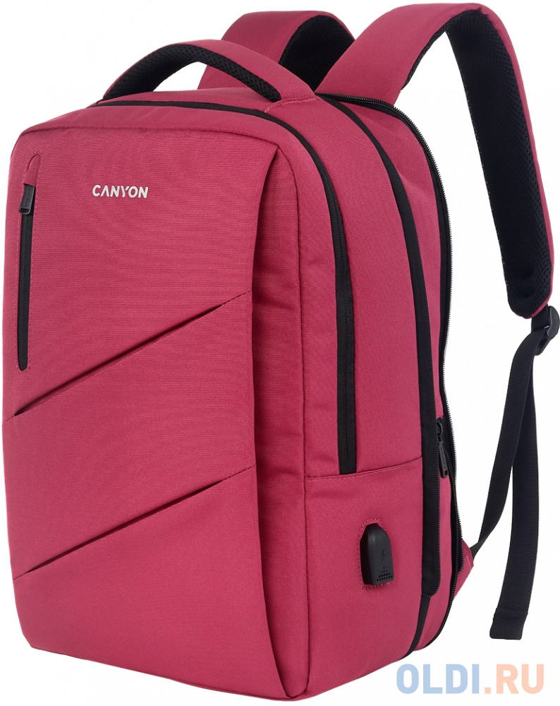 CANYON BPE-5, Laptop backpack for 15.6 inch, Product spec/size(mm): 400MM x300MM x 120MM(+60MM), Red, EXTERIOR materials:100% Polyester, Inner materia