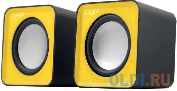 CBR CMS 90 Yellow, Акустическая система 2.0, питание USB, 2х3 Вт (6 Вт RMS), материал корпуса пластик, 3.5 мм линейный стереовход, регул. громк., длин