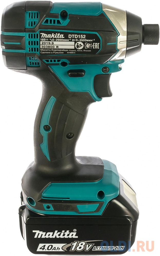 Гайковерт аккумуляторный MAKITA DTD152RME  уд 18В 2х4Ач LI-ION 0-3500об/м 1/4 1.3кг 165Нм