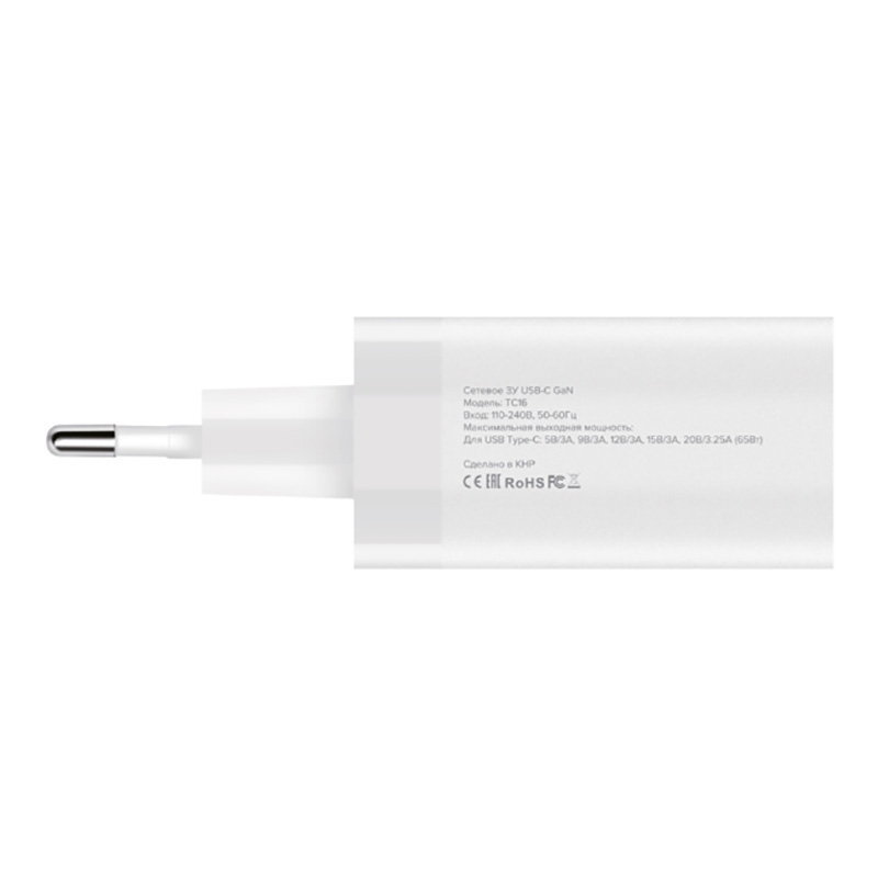 Зарядное устройство Pero TC16 GaN USB-C PD 65W White TC16W