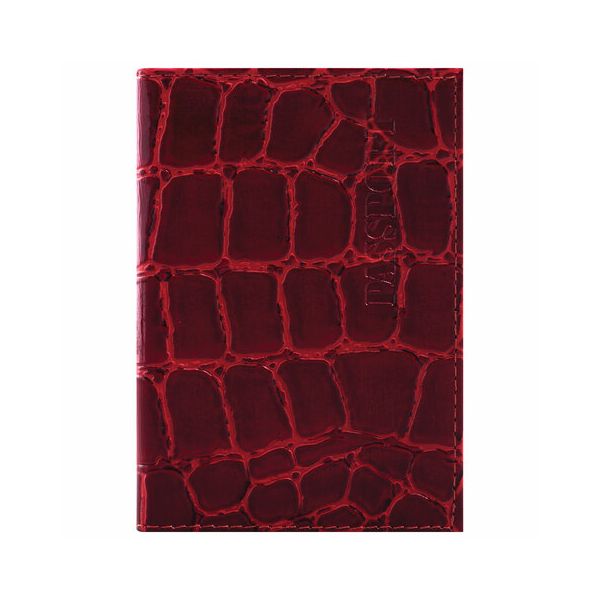 Обложка для паспорта натуральная кожа Croc, PASSPORT, красная, BRAUBERG
