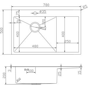 Кухонная мойка Mixline Pro 78х50 левая, золото (4610211009349)