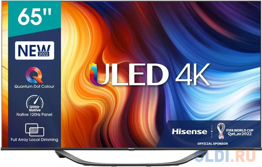 Телевизор 65" Hisense 65U7HQ черный 3840x2160 120 Гц Smart TV Wi-Fi 2 х USB RJ-45 Bluetooth 4 х HDMI