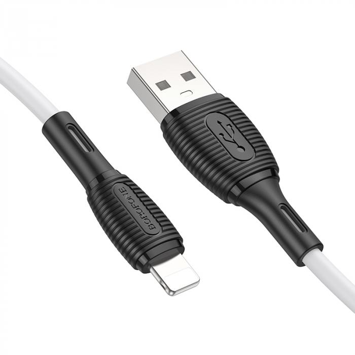 Кабель USB 2.0(Am)-Lightning 8-pin(m), 2.4A, 1 м, белый, Borofone BX86 (6974443388794)