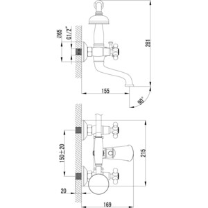 Смеситель для ванны Lemark Vintage напольный бронза (LM2812B, LM8565B)