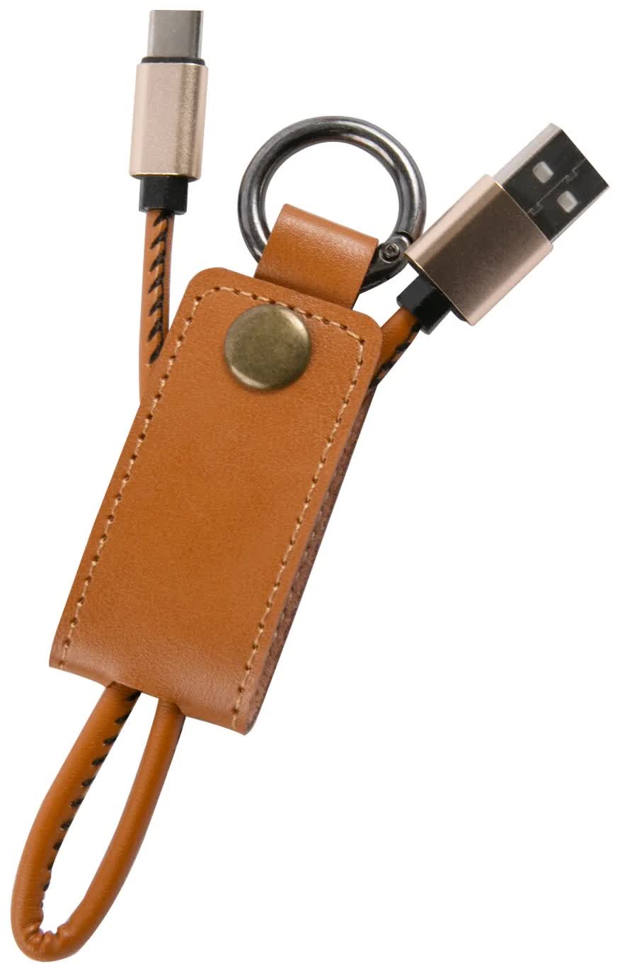 Кабель-брелок MB Mobility USB – Type-C, 25 см, коричневый УТ000023426