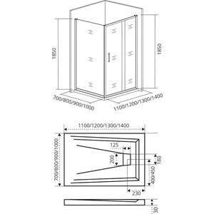 Душевой уголок Good Door Infinity WTW+SP 140х80 с поддоном, прозрачный, хром в Москвe