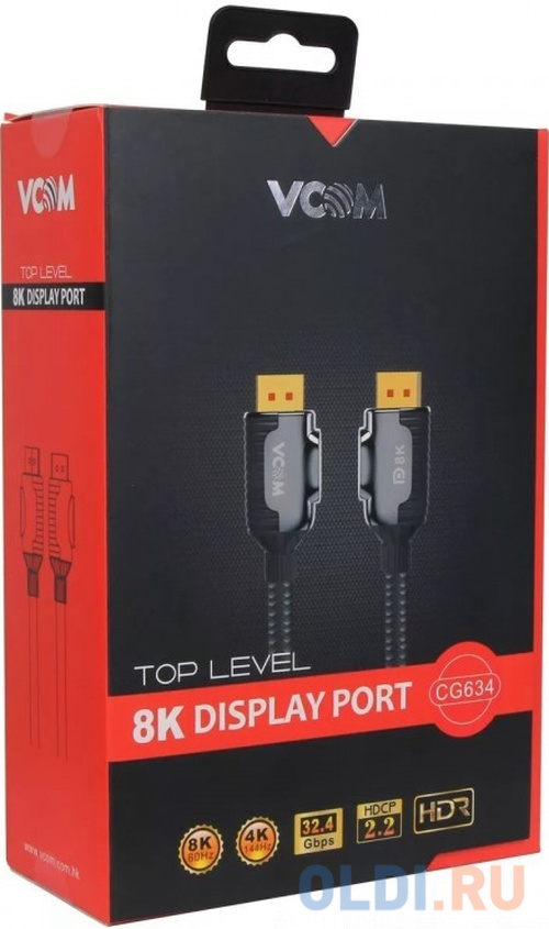 Кабель DisplayPort 2м VCOM Telecom CG634-2M круглый черный в Москвe