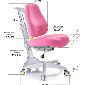 Стол с креслом Mealux Winnipeg Multicolor PN столешница белый дуб, накладки розовые и серые (BD 630 MG + PN + Y-528 KP) в Москвe