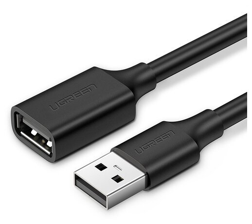 Кабель-удлинитель USB 2.0(Am)-USB 2.0(Af), экранированный, 1 м, черный, UGREEN US103 (10314_)