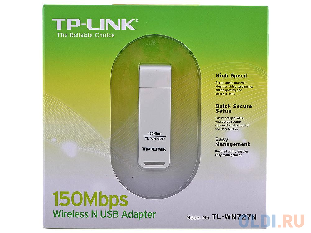 Адаптер TP-Link TL-WN727N Беспроводной сетевой USB-адаптер серии N, скорость до 150 Мбит/с